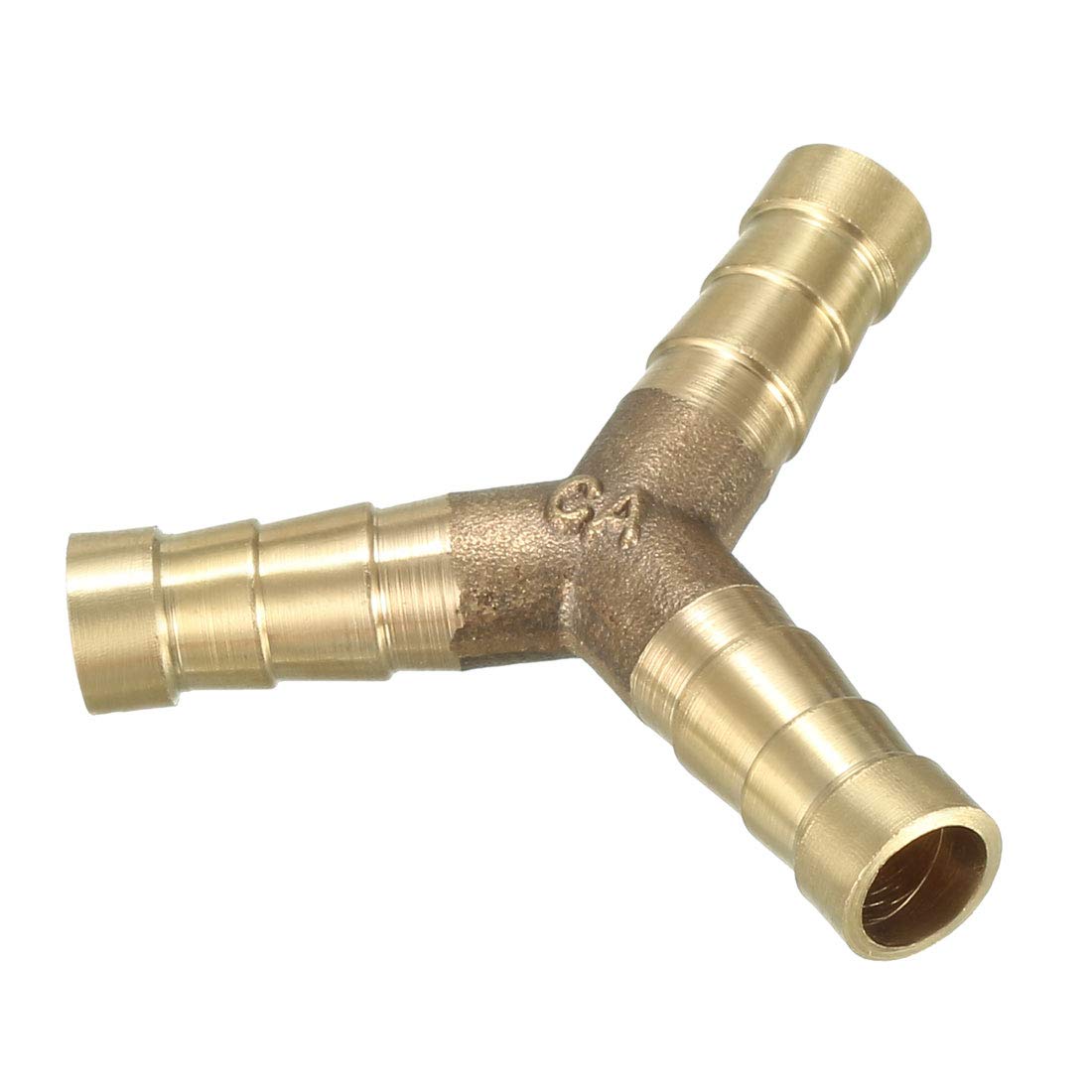 sourcing map 8mm Brass Barb Hose Fitting Tee Y-Shaped 3 Way Connector Adapter Joiner