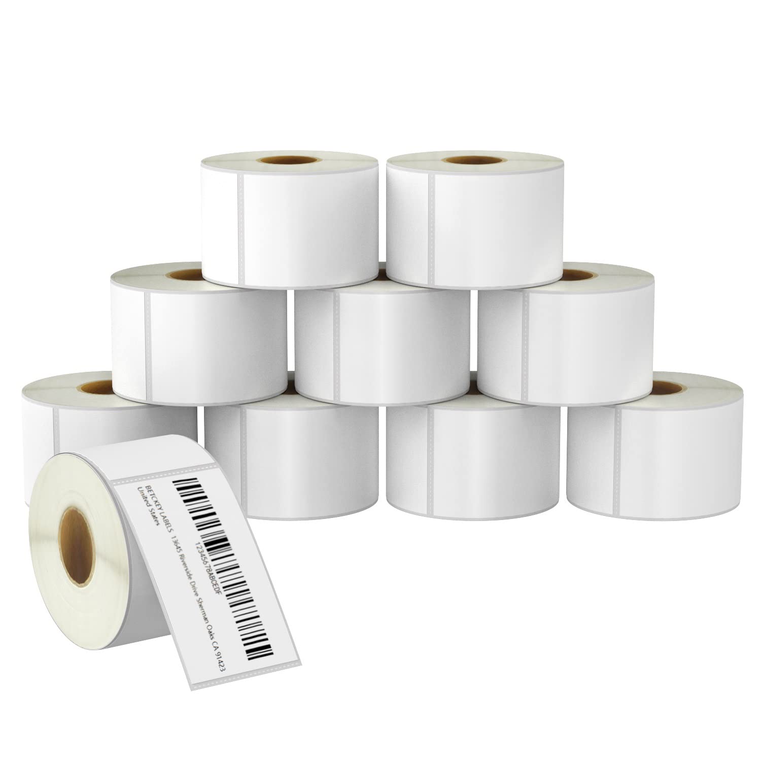 BETCKEY - 57mm x 102mm(2.25 in x 4 in) Multipurpose & Shipping Thermal Labels, 350 Perforated Stickers per Roll Compatible with Zebra & More Printers [10 Roll/3500 Labels]