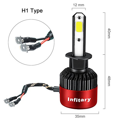 ALUNAR H1 Car LED Headlight Bulbs All-in-One Conversion Kit Plug Play White COB Chip 72w 8000lm Infitary Auto Head Lamp 12V Replace for Halogen HID Vehicle Lighting (H1 Car Headlight 2 Pcs) - Thumbnail 4