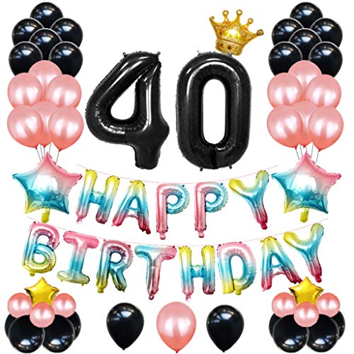 DreamJ-40th-Birthday-Party-Balloons-54Pcs-Birthday-Decorations-Rose-Gold-Black-Balloons-with-Gradient-Rainbow-Balloons-40th-with-Happy-Birthday-Banner-Birthday-Party-Decorations-Set