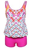 Aleumdr Women's Tankini with Triangle Briefs Boy Bottom Swimsuit Swimwear S-XXXL