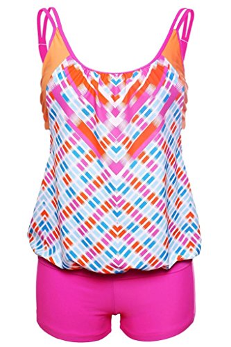 Aleumdr Women's Tankini with Triangle Briefs Boy Bottom Swimsuit Swimwear S-XXXL