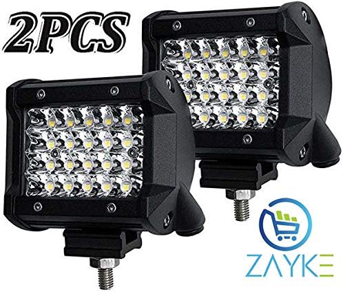 ZAYKE 2 x 72 watt 4 Inch Quad Row LED Work Light Bar IP68 Watter Proof Driving Fog Lamps for Jeep Off-Road Truck Boat Bike ATV SUV Motorcycle, 2 Pcs