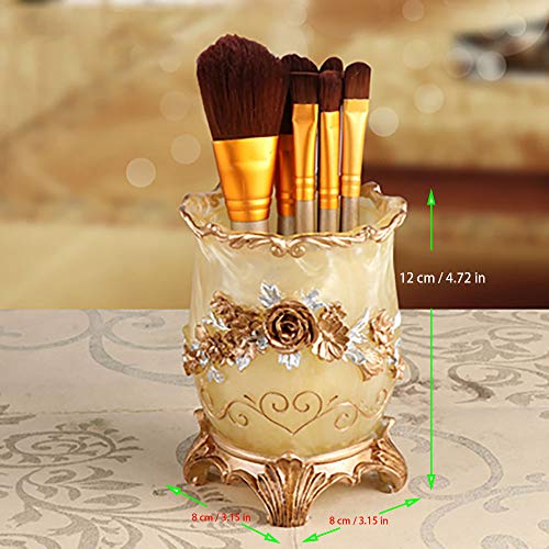 Easycomf Cotton Swab Dispenser Holder Storage Box Toothpick Dispenser Holder Holders(Cylinder Champagne Gold))