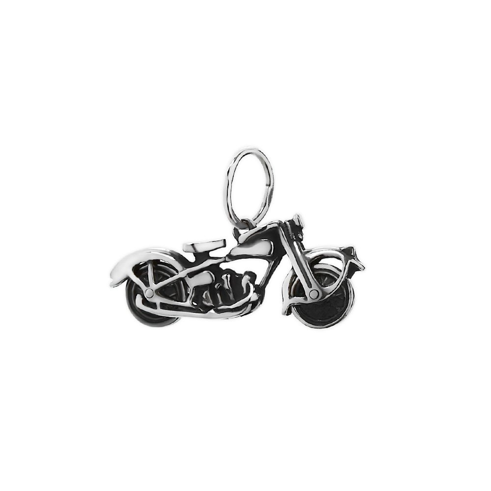 NKlaus 925 sterling silver biker chains pendant orthodox motorbike moped rotating wheels 6311