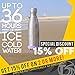Thermo Tank Insulated Stainless Steel Water Bottle - Ice Cold 36 Hours! Vacuum + Copper Technology - 17 Ounce (Lavender + Steel, 17oz)