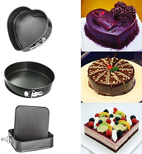 Tamicy Pack of 3 Baking Pan Set - Nonstick Springform Leakproof Cake Cheesecake Bread Pie Bakeware Pan