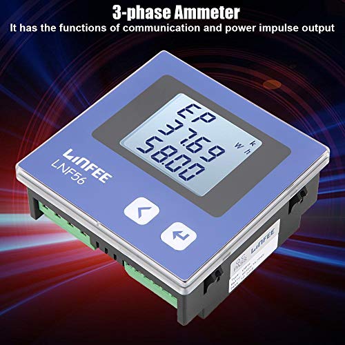 Digital 3-Phase Voltage Ammeter, Walfront LNF56 AC380V 5A-3P4W Digital Multi-Function Voltage Current Power Energy Meter Gauge Intelligent Instrument LCD Display - Thumbnail 6