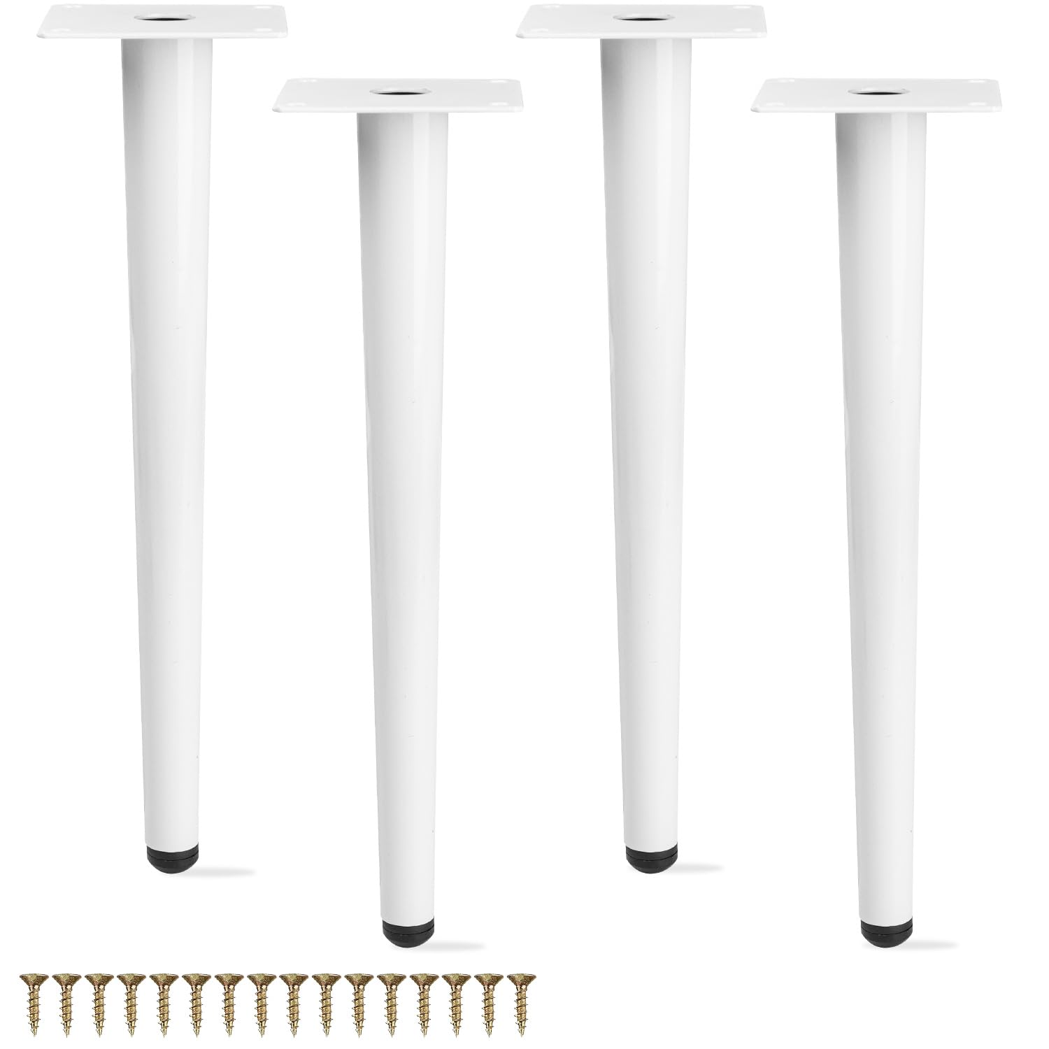 Btowin 8 Inch / 20cm Metal Furniture Legs, 4Pcs Modern Straight Tapered Furniture Feet, White Heavy Duty Sofa Legs Cabinet Legs Brushed Nickel Finish for TV Stand Cabinet Couch Dresser Table Bed