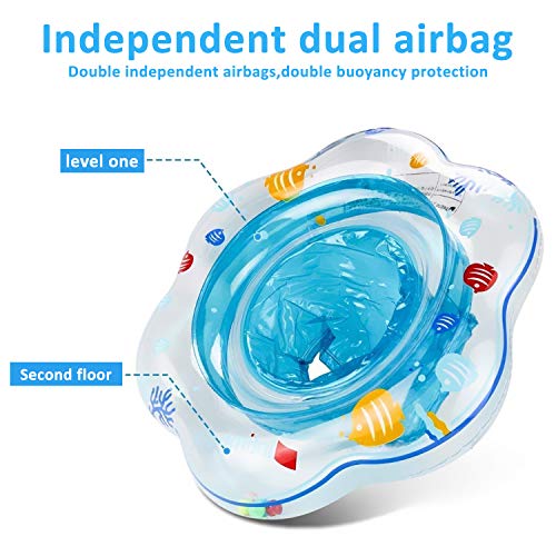 GreaSmart Baby Float Swimming Ring with Double Airbag, Pool Swim Float with Safety Seat Baby Kids Pool Bathtub Outdoor Swimming Pool Toys Accessories for Kids Toddlers of 3-36 Months (Blue) - Thumbnail 3