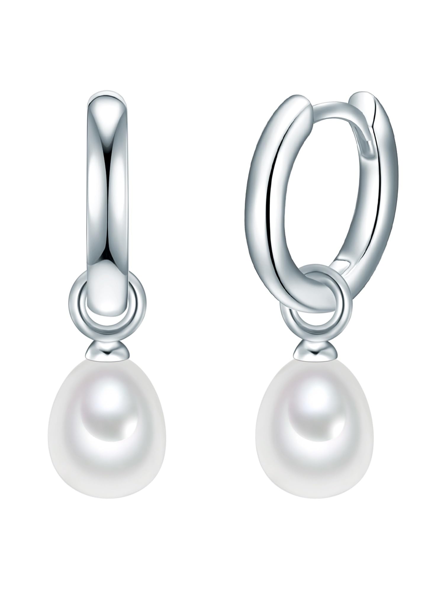 Valero Pearls Female 925/- Sterling Silver Fresh Water Cultured Pearl(s) approx. 6,0-7,0 mm Hoop earring
