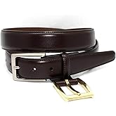 Torino Leather Glazed Kipskin Double Buckle Option Dress Belt - Brown 32