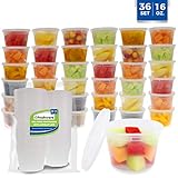 Freshware 36-Pack 16 oz Plastic Food Storage Containers with Airtight Lids - Restaurant Deli Cups, Foodsavers, Baby, Bento Lunch Box, 21 Day Fix, Portion Control, and  Meal Prep Containers