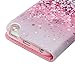 MOLLYCOOCLE iPod Touch 6 Wallet Case, PU Leather Flip Folio Wallet Case for iPod Touch 5 with Slim Lightweight Shockproof TPU Bumper Cover - Colorful Space Pink