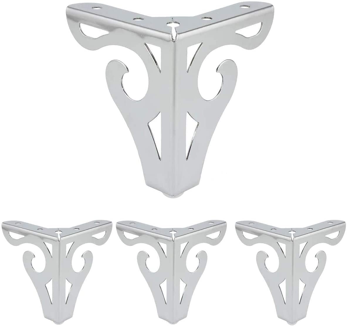 Shiwaki 4pcs 4-Inch Furniture Legs, Modern Style Furniture Metal Sofa Legs Triangle Feet for Table Cabinet Cupboard Couch Chair(Polished Chrome)