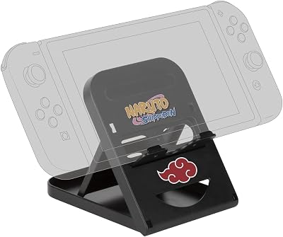Naruto Shippuden Soporte para Nintendo Switch, Switch 2, Smartphones y tabletas - Posición Ajustable - Diseño Akatsuki - Negro y Rojo