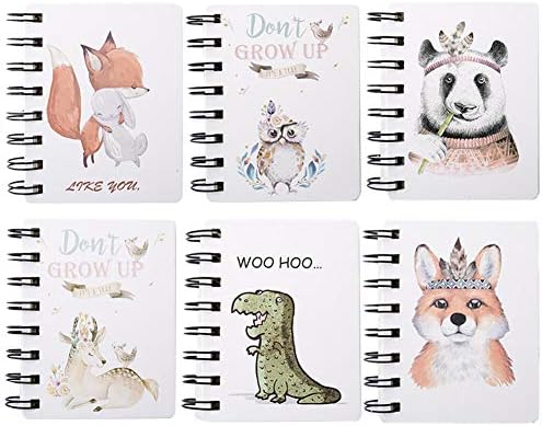 Yuccer Mini Notebooks for Children Kids Party Bag Fillers School Supplies Portable Sketch Book Pack of 6 (Brown)