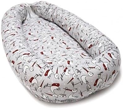 Baby Pod Nest 0-6 months Cocoon Playpen Bed Travel Cot, 100% Cotton Storks Grey (102)