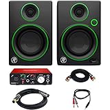 Mackie CR Series 3" Creative Reference Multimedia Monitors (Pair) (CR3) with Focusrite Scarlett Solo USB Audio Interface, TRS Male to Two TS Male Cable, 6ft RCA Plug &amp; Premier Series XLR Cable