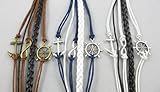 KMG 3pcs Nautical Rudder Anchor Bracelet Weave Infinite Symbol Leather Knit Rope