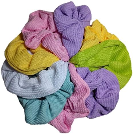 Scrunchie Set, 9 Thermal Cotton Scrunchies, 90s Style (Pastel Colors)