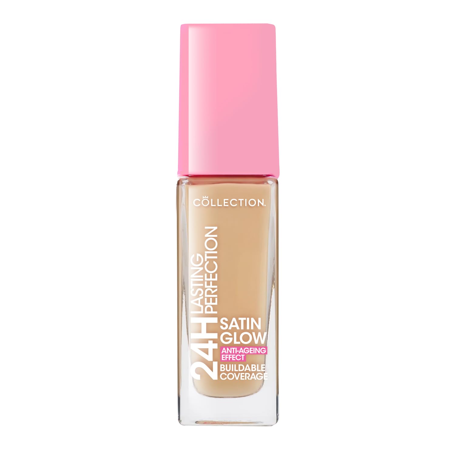 Collection Cosmetics Lasting Perfection Satin Foundation, Full Coverage, Anti-Ageing Effect, 24 Hour Wear, Contains Hyaluronic Acid, 27ml, Cashew Warm
