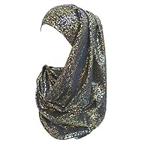 Lina & Lily Gold Glitter Plain Color Hijab Muslim Head Wrap Scarf Shawl (Navy Blue)