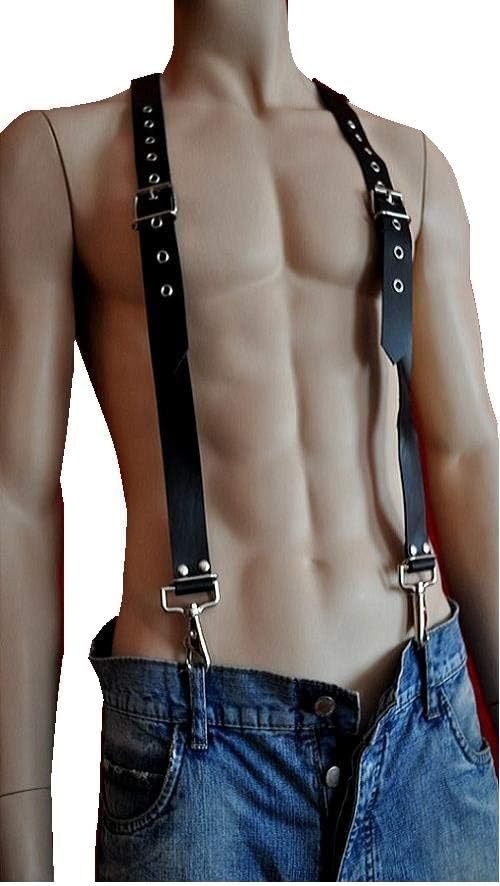 Parevaas Mens leather suspender, adjustable, original leather 1411