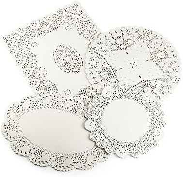 lakeland 80 Assorted Cream Paper Doilies - 4 Designs Circular Oval & Rectangular, Large