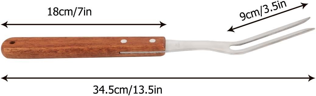 Katfort BBQ Fork Stainless Steel, 13.5 Inch Meat Fork with Wooden Handle BBQ Barbecue Kitchen Tools 2 Pack : Garden & Outdoor