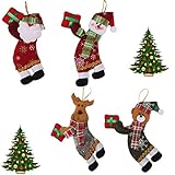 RLucky | Christmas Plush Dolls | Home Ornament Decoration Toys | Santa Clause Snowman Reindeer Doll | Hanging Dolls | Set of 4 Soft Plush Stuffed Toy