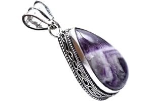 BEADS PLANET JAIPUR Amethyst Silver Plated Ethnic Handmade Pendant Jewelry 2" P 5481 P 5481