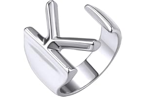 KeyStyle Gold Bold Initial Letter Open Ring Adjustable, GoldChic Jewelry Women Statement Rings Personalised Engraved Women’s Signet Ring for Party