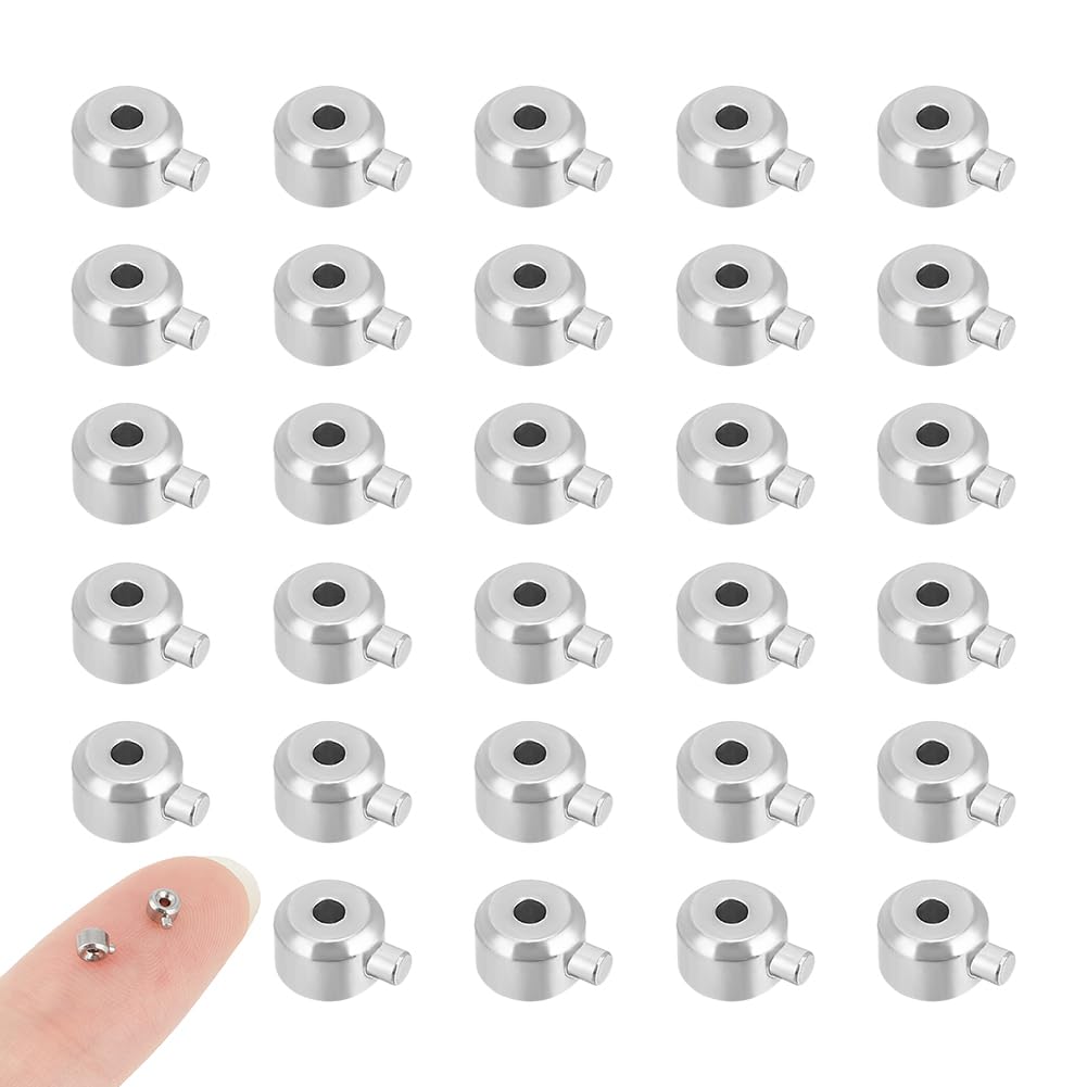 UNICRAFTALE 40Pcs Stainless Steel Crimp Beads Locker Seperator Beads Column Beads Cord End Caps Metal Stopper Crimp Beads for Bracelets and Necklaces Jewelry Making