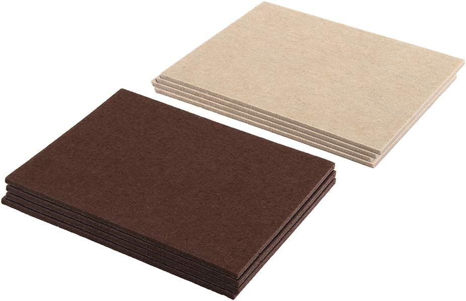 Prime-Line MP76675 Heavy-Duty Furniture Felt Pad Assortment, 1/4 in. Thick w/Self-Adhesive Backing, Beige and Brown, Large Rectangles, Pack of 8