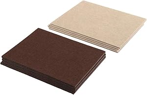 Prime-Line MP76675 Heavy-Duty Furniture Felt Pad Assortment, 1/4 in. Thick w/Self-Adhesive Backing, Beige and Brown, Large Rectangles, Pack of 8