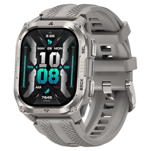 KOSPET Pulse 2 Smartwatch with GPS, 5 ATM and IP69, 15 Days Battery | AMOLED Military Smartwatch 1.96 Inch Heavy Duty LED Flashlight 170+ Sports Heart Rate Sleep for Android iPhone