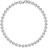 LELOUCHY Solid 925 Sterling Silver 3MM Ball Chain Bracelet for Men Women,with Lobster Claw Clasp,Made in Italy 6.5/7/7.5/8 Inch