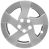 OxGord Hubcap for Toyota Prius (Single Piece) Wheel Cover - 15 Inch, 5 Spoke, Snap On, Silver