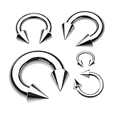 Spike Top Steel Horseshoe Circular Barbell 316L Surgical Steel (Sold Individually)