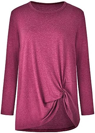 iLOOSKR Temperament Lady Solid Color O Bow tie Side Twist Shirt Loose T-Shirt top