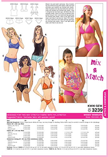 3 K3239+Swimsuits+Sewing+Pattern+XS+S+M+L+XL