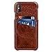 iPhone X Case, Benuo [Card Slot Vintage Series] Genuine Leather Case with 2 Card Slots, Ultra Slim Leather Case Back Cover for iPhone X (Stylish Brown)