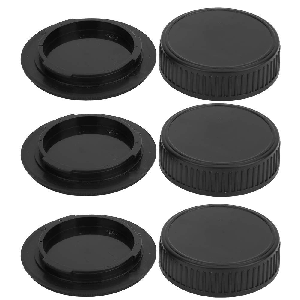 Akozon Camera Lens Cover Kit, 3PCS Black Plastic Portable Lens Rear Cover Body Front Cap Kit Fit for Pentax PK Mount Camera Lens Accessories