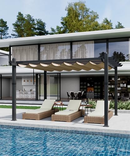 KYBOLT 10x13 Ft Modern Aluminum Pergola, Outdoor Pergola with Adjustable Canopy…