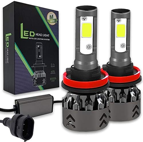 Funidee H11 (H8, H9) LED Headlight Bulbs Conversion Kit - Super Bright 60W 8000lm US COB Chips M6 6000K Cool White - 2 Year Warranty