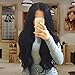 Kalyss Long Wavy Curly Black 1B Yaki Synthetic Wig for Women Side L Parting Heat Resistant Premium Human-Hair-Like Sheen Natural Looking Full Thick Women's Hair Replacement Wig,24 Inches