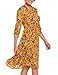 ACEVOG Women's Vintage 3/4 Sleeve V-Neck Pleated Casual Midi Floral Dress