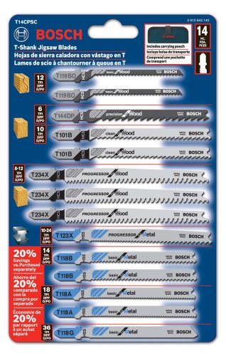 Bosch T14CPSC 14 Piece Bosch Shank Jigsaw Blade Set With Pouch Bosch T14CPSC 14 Piece Bosch Shank Jigsaw Blade Set With Pouch