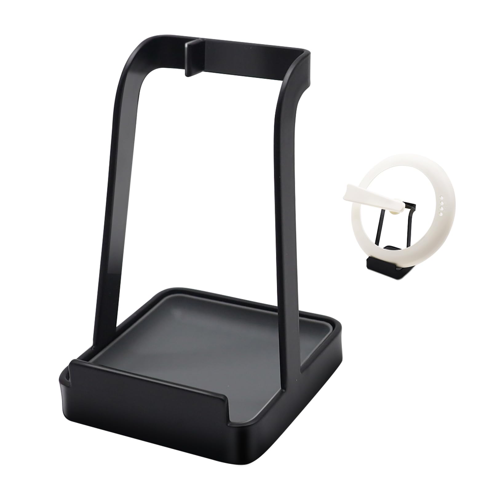 vocheer Pot Lid Holder, Spoon Rest for Utensils, 10 * 15 cm/3.9 * 5.9 inch Metal and Plastic Spoon Rest for Worktops, Spoon Stand Kitchen Organizer Spoon Holder, Black